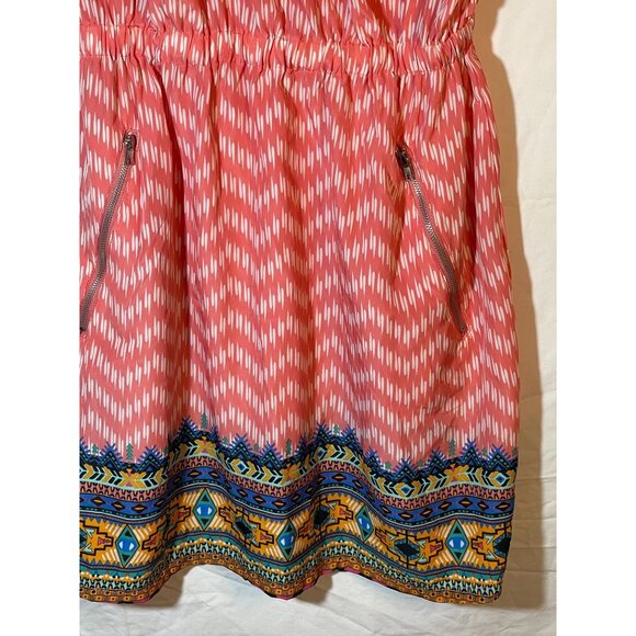 Feathers pink white with green orange blue red design at bottom large READ NEW - Picture 4 of 12